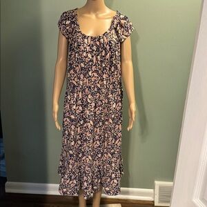 Lauren Conrad Floral Midi Dress with Ruffle Sleeves size 1XL